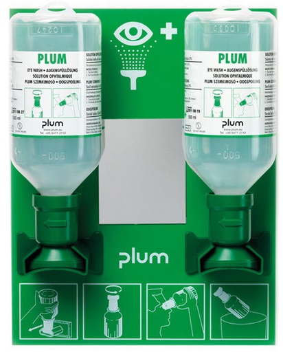 SAFETOP PLUM Estación de pared 2 frascos lavaojos 500 ml